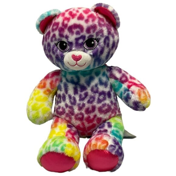 Build A Bear BAB Bright Rainbow Cat Cheetah Leopard Plush 17” - Picture 1 of 5